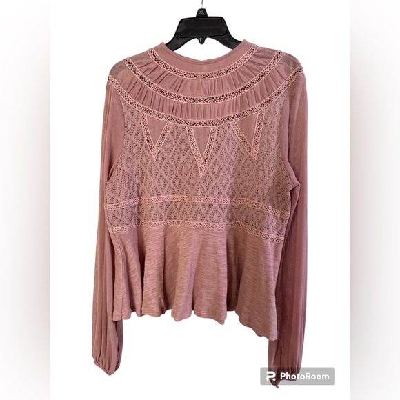 Free People Pink Pleated Smocked Blouse Size M - Picture 1 of 9